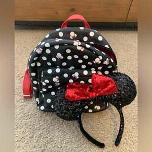 Minnie Mouse backpack and ears